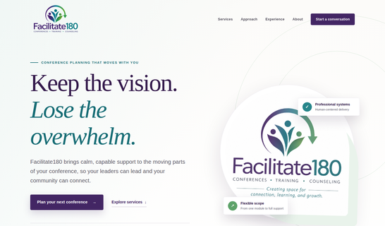 Screenshot of Facilitate180.com