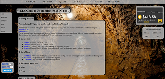 Screenshot of the NoctumDesign mining pool